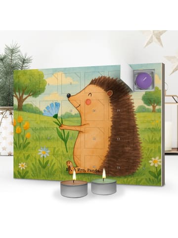 Mr. & Mrs. Panda Adventskalender Igel Blumen Design ohne Spruch in Weiß