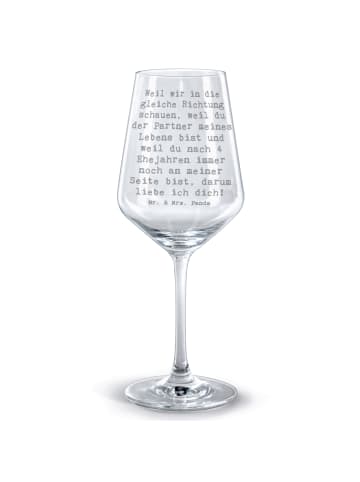 Mr. & Mrs. Panda Rotwein Glas Spruch 4. Hochzeitstag Seidenhochz... in Transparent