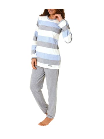 NORMANN Pyjama langarm Block Streifen - 18890 in hellblau