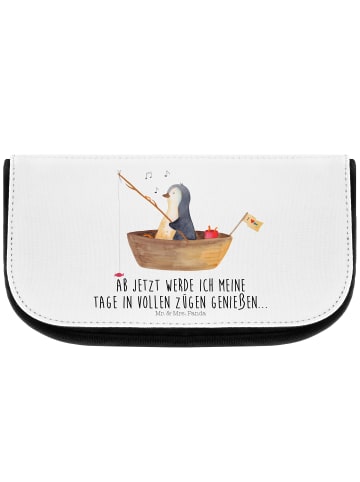 Mr. & Mrs. Panda Kosmetiktasche Pinguin Angelboot mit Spruch in Weiß