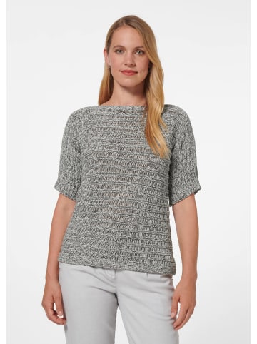 MADELEINE Kurzarm Ajourpullover, Baumwollmix in grau / wollweiß