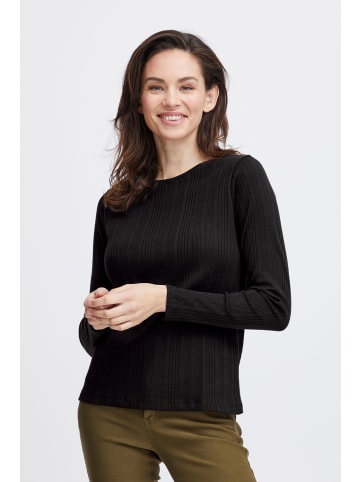 Fransa Longsleeve FRAMANZA TEE 1 20613381 modisches Longsleeve mit Rippstruktur in schwarz