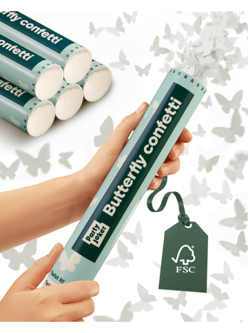 Partyjoker 10x Konfettikanonen Schmetterling Weiß – Bio Abbaubar