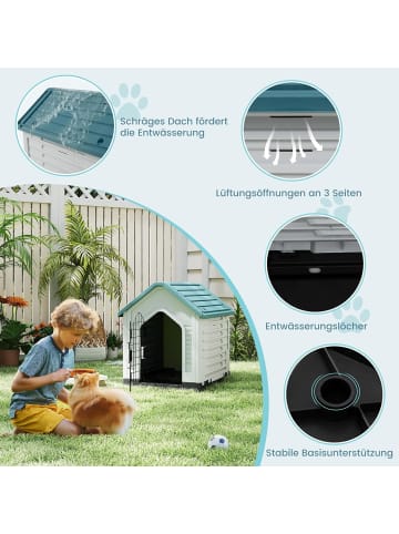 COSTWAY Hundehütte Outdoor in Petrol