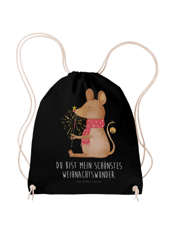 Mr. & Mrs. Panda Jutebeutel Maus Weihnachten mit Spruch in Schwarz