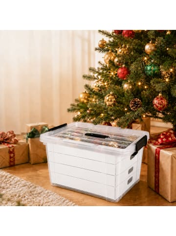 relaxdays Weihnachtskugel Aufbewahrungsbox in Transparent - (B)51 x (H)32,5 x (T)38,5 cm