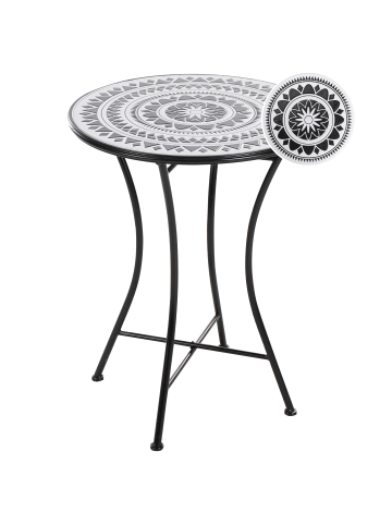 Beliani Gartentisch COMISO in Schwarz/Weiß - (W) 60 x (H) 75 x (L) 60 cm