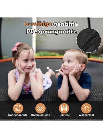 COSTWAY Ø305 cm Trampolin Outdoor mit Leiter in Orange