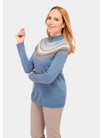 GOLDNER Pullover in rauchblau / gemustert