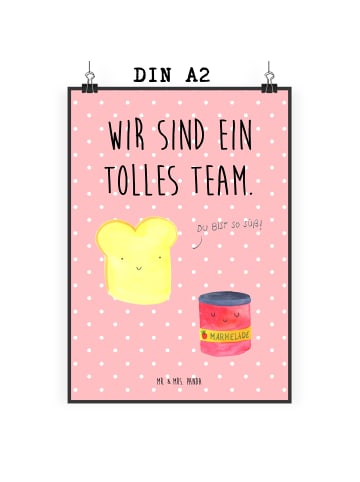 Mr. & Mrs. Panda Poster Toast Marmelade mit Spruch in Rot Pastell