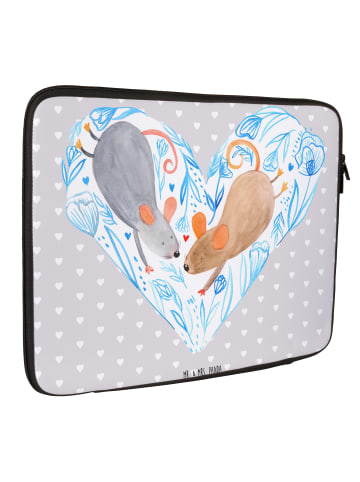 Mr. & Mrs. Panda Laptop Tasche Mäuse Herz ohne Spruch in Grau Pastell