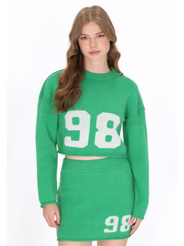 myMo Women Sweater in green white