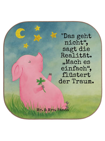 Mr. & Mrs. Panda Tischuntersetzer Schwein Glück Design mit Spruch in Weiß