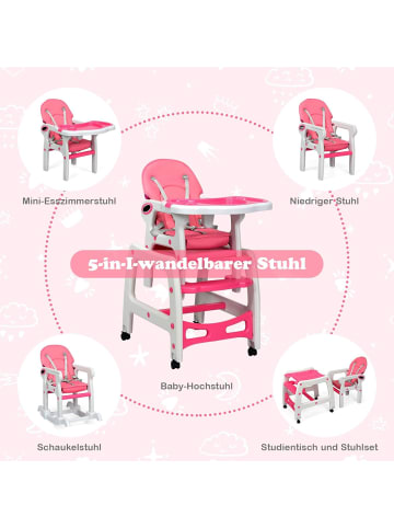 COSTWAY 3 in 1 Hochstuhl Sitzgruppe in Rosa