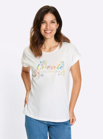 Sieh an! Kurzarm-Shirt in weiß-gelb