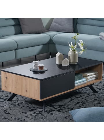 KADIMA DESIGN Couchtisch 110x60x38 cm MDF Eiche-Dekor / Schwarz Wohnzimmertisch,