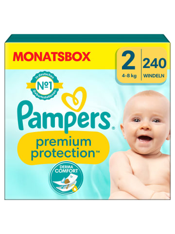 Pampers Monatsbox Klettwindeln, "Premium Protection", Größe 2, 240 Stück, 4kg - 8kg