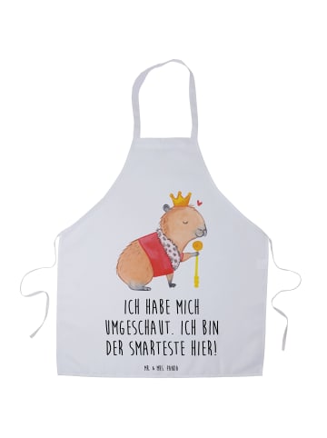 Mr. & Mrs. Panda Schürze Capybara König mit Spruch in Weiß