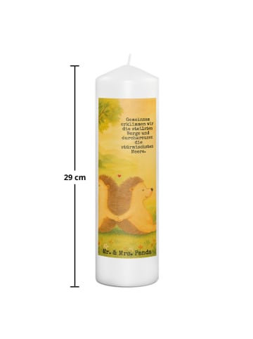Mr. & Mrs. Panda Kerze Igel händchenhaltend Design mit Spruch in Weiß