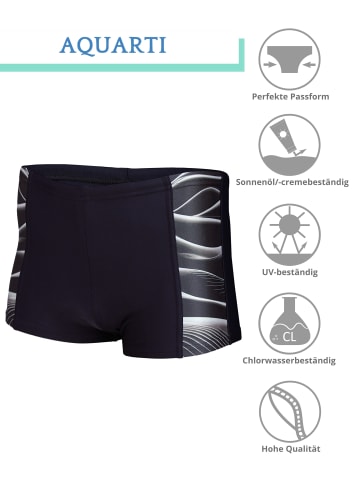 Aquarti Aquarti Herren Badehose Kurz Sportlich Streifen in schwarz/grau