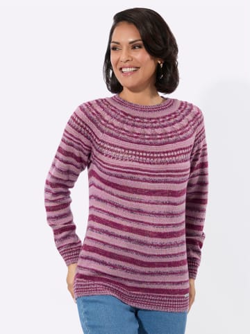 WITT WEIDEN Rundhals-Pullover in malve-orchidee-geringelt