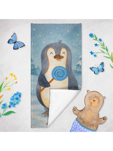 Mr. & Mrs. Panda Saunahandtuch Pinguin Lolli Design ohne Spruch in Eisblau