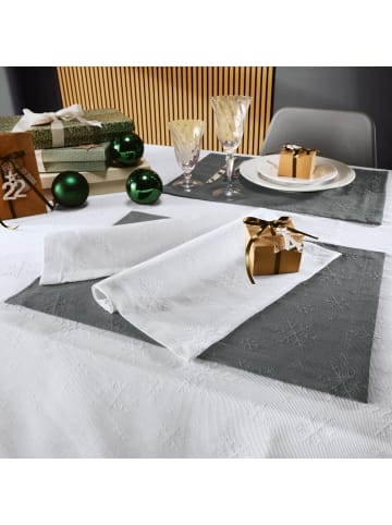 REDBEST Jacquard, Baumwollmischung Tischset 2er-Pack Snowflake in weiß