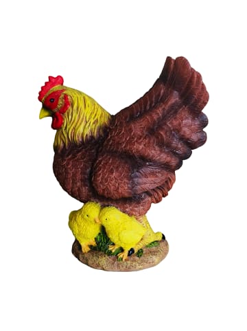 relaxdays Gartendekofigur Hahn/Henne in Polyresin - (B)9 x (H)24 x (T)22 cm