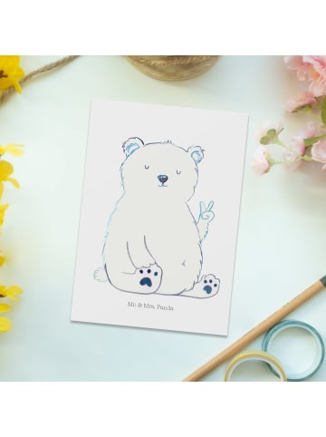 Mr. & Mrs. Panda Postkarte Eisbär Faul ohne Spruch in Weiß