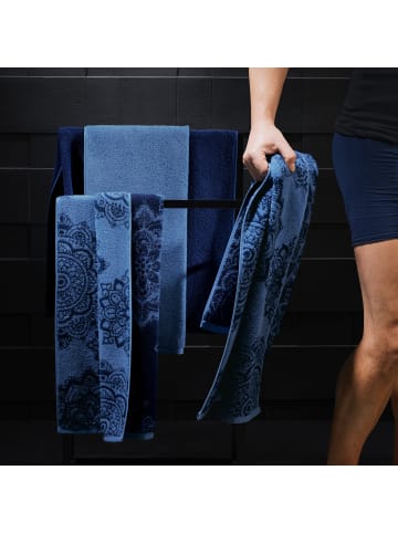 Erwin Müller Frottier Waschhandschuhe 4er-Pack Bühl in blau/dunkelblau