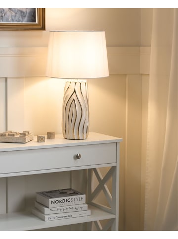 Beliani Tischleuchten PATUCA in Weiß/Gold - (W) 32 x (H) 54 x (L) 32 cm