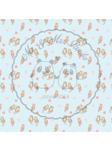 Mr. & Mrs. Panda Holz Tablett Otter Hände halten ohne Spruch in Blau