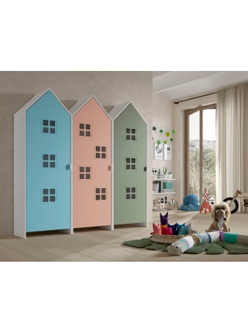 58 aufm Kessel REGALSCHRANK Set Kania 173x37x171 MDF Weiß /Bunt