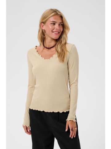 Cream Langarm-Shirt CRRibba Slim fit in Oatmeal