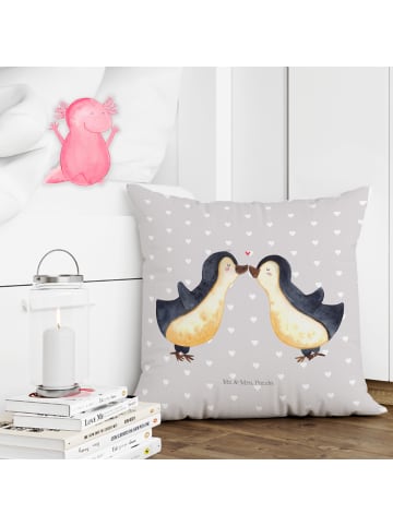 Mr. & Mrs. Panda Kopfkissen Pinguin Liebe ohne Spruch in Grau Pastell