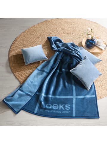 LOOKS by Wolfgang Joop Jacquard, Baumwollmischung Wohndecke in blau
