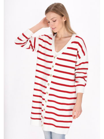 DreiMaster Women Cardigan in offwhite red stripe