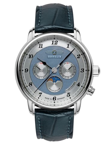 Zeppelin Herrenuhr Friedrichshafen Mondphase Blau