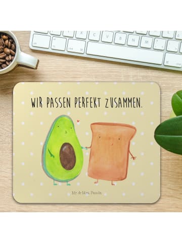 Mr. & Mrs. Panda Mauspad Avocado Toast mit Spruch in Gelb Pastell