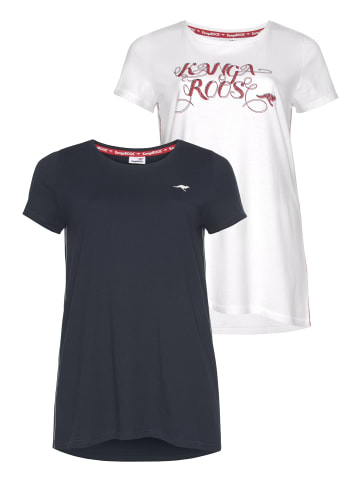 Kangaroos Longshirt in weiß, marine