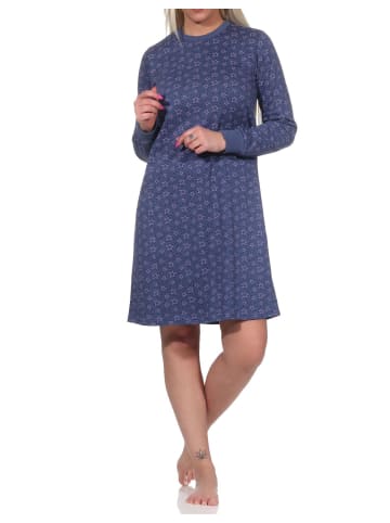 NORMANN Nachthemd langarm Bündchen Sterne - 76145 in blau-melange
