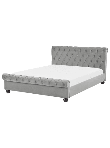 Beliani 10-tlg Doppelbett AVALLON in Grau/Schwarz