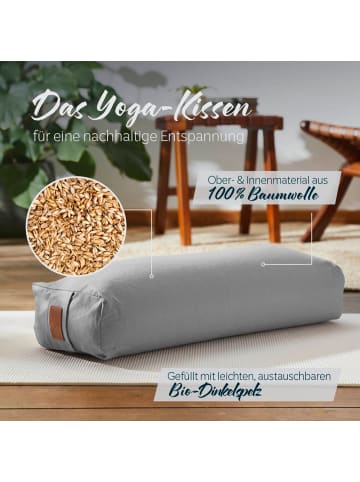 DoYourFitness Yoga-Bolster Paravati gefüllt Dinkelspelz zementgrau eckig grau
