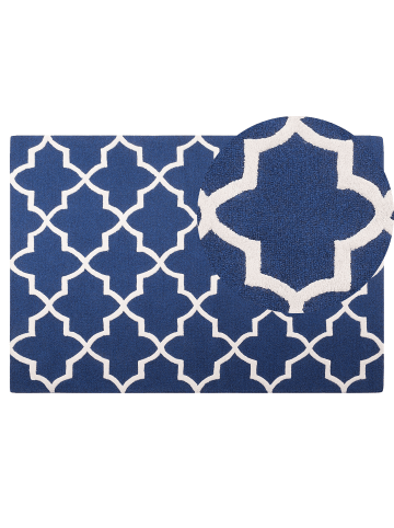 Beliani Kurzflor SILVAN in Blau/Beige - (W) 140 x (H) 1 x (L) 200 cm