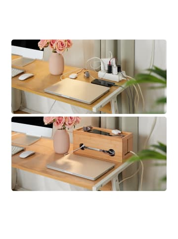 relaxdays Kabelbox in Natur - (B)34,5 x (H)14 x (T)14 cm