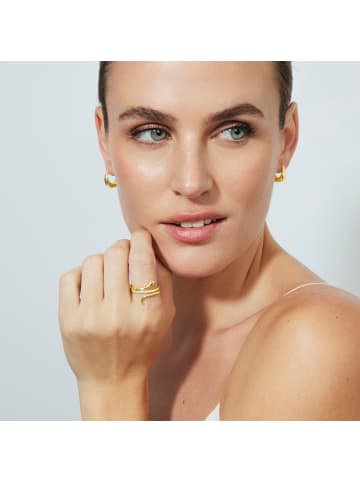 Luxenter ring in brilliant-cut zirconia with an 18-K yellow gold finish - Sasso