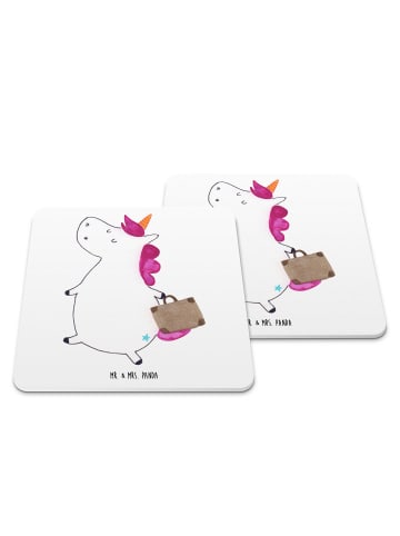 Mr. & Mrs. Panda Untersetzer Einhorn Koffer ohne Spruch in Weiß