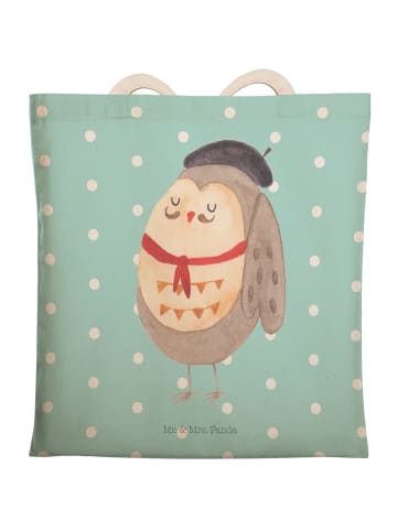 Mr. & Mrs. Panda shopping bag Eule Frankreich ohne Spruch in Türkis Pastell