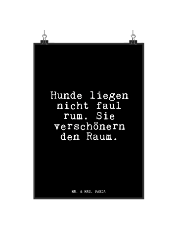 Mr. & Mrs. Panda Poster Hunde liegen nicht faul... mit Spruch in Schwarz