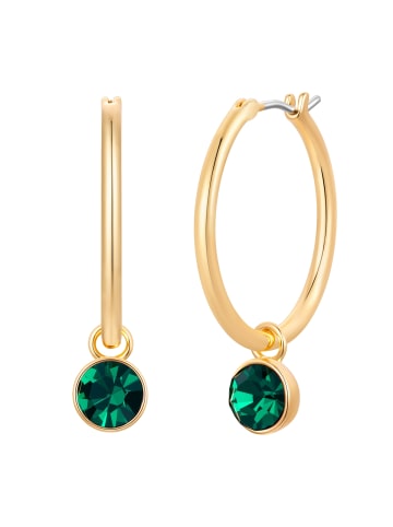 Lulu & Jane Creolen aus Messing mit Glaskristall in gelbgold